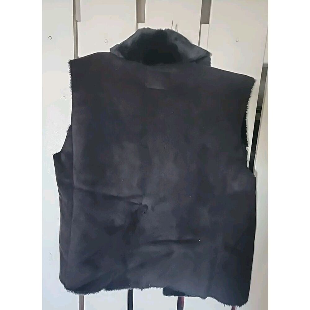 Lauren Ralph Lauren Suede Faux Fur Vest Black Large P Whimsigoth Luxury - Picture 2 of 9